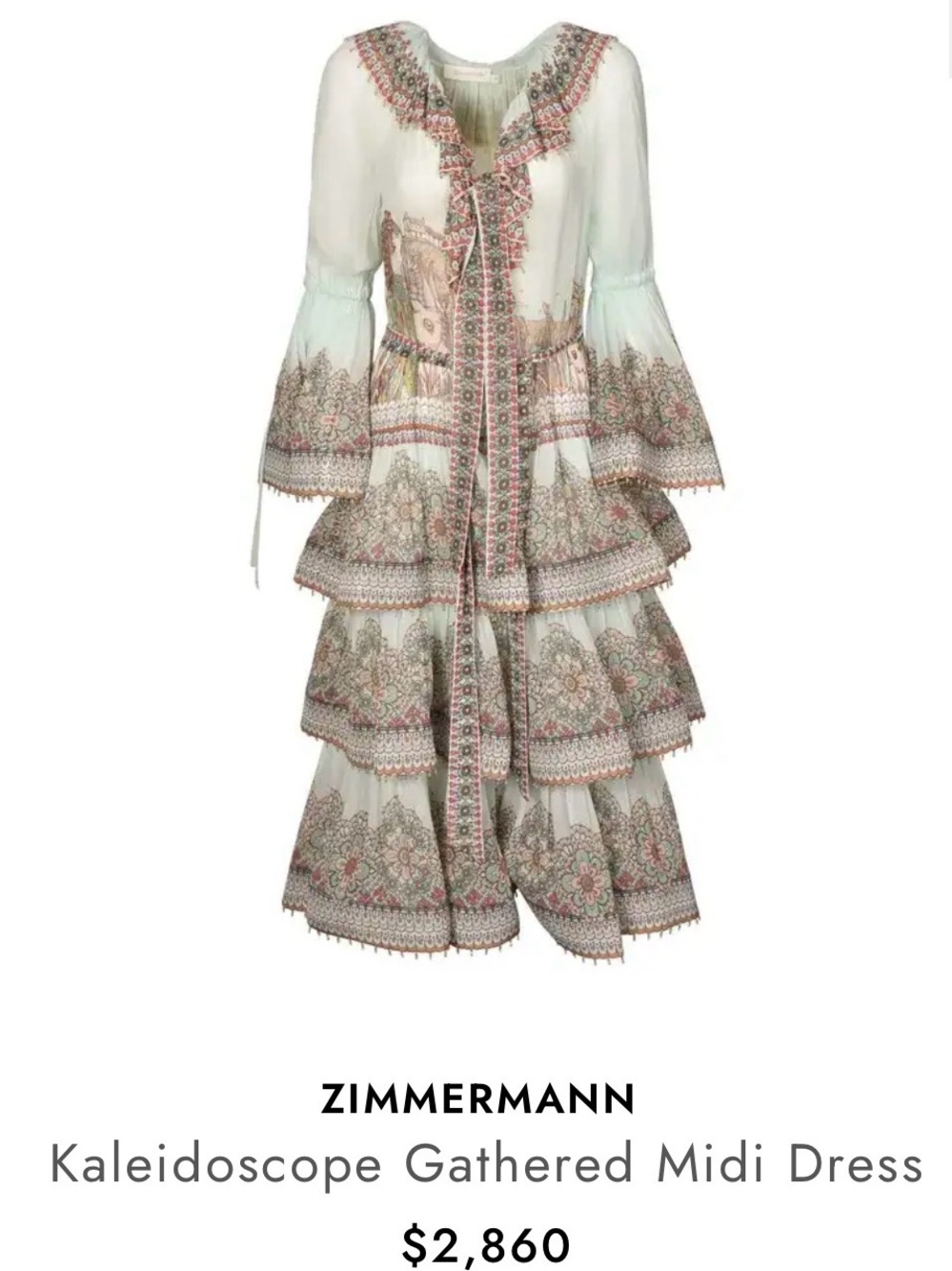 Zimmermann white midi dress with pink & green paisley print